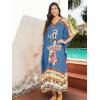 imageOussum Long Caftan for Women Plus Size Beach Cover Up Casual Kaftan Maxi Gown Dress Loungewear House Dresses for SummerBlue Lady Tribal