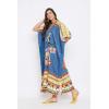 imageOussum Long Caftan for Women Plus Size Beach Cover Up Casual Kaftan Maxi Gown Dress Loungewear House Dresses for SummerBlue Lady Tribal