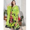 imageOussum Long Caftan for Women Plus Size Beach Cover Up Casual Kaftan Maxi Gown Dress Loungewear House Dresses for SummerGreen Lady Print