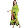 imageOussum Long Caftan for Women Plus Size Beach Cover Up Casual Kaftan Maxi Gown Dress Loungewear House Dresses for SummerGreen Lady Print