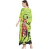 imageOussum Long Caftan for Women Plus Size Beach Cover Up Casual Kaftan Maxi Gown Dress Loungewear House Dresses for SummerGreen Lady Print