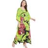 imageOussum Long Caftan for Women Plus Size Beach Cover Up Casual Kaftan Maxi Gown Dress Loungewear House Dresses for SummerGreen Lady Print