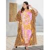 imageOussum Long Caftan for Women Plus Size Beach Cover Up Casual Kaftan Maxi Gown Dress Loungewear House Dresses for SummerMulti Abstract Pattern Kaftan