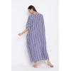 imageOussum Long Caftan for Women Plus Size Beach Cover Up Casual Kaftan Maxi Gown Dress Loungewear House Dresses for SummerMulticolor Blue Wave Print Caftan