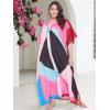 imageOussum Long Caftan for Women Plus Size Beach Cover Up Casual Kaftan Maxi Gown Dress Loungewear House Dresses for SummerMulticolor Geometric Kaftan