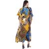imageOussum Long Caftan for Women Plus Size Beach Cover Up Casual Kaftan Maxi Gown Dress Loungewear House Dresses for SummerMulticolor Gold and Blue Lady Print Caftan