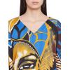 imageOussum Long Caftan for Women Plus Size Beach Cover Up Casual Kaftan Maxi Gown Dress Loungewear House Dresses for SummerMulticolor Gold and Blue Lady Print Caftan