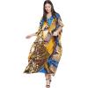 imageOussum Long Caftan for Women Plus Size Beach Cover Up Casual Kaftan Maxi Gown Dress Loungewear House Dresses for SummerMulticolor Gold and Blue Lady Print Caftan