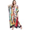 imageOussum Long Caftan for Women Plus Size Beach Cover Up Casual Kaftan Maxi Gown Dress Loungewear House Dresses for SummerMulticolor Lady Trible Print Caftan