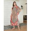 imageOussum Long Caftan for Women Plus Size Beach Cover Up Casual Kaftan Maxi Gown Dress Loungewear House Dresses for SummerMulticolor One Size Maxi Caftan
