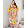 imageOussum Long Caftan for Women Plus Size Beach Cover Up Casual Kaftan Maxi Gown Dress Loungewear House Dresses for SummerWhite Floral Caftan Dress