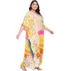 imageOussum Long Caftan for Women Plus Size Beach Cover Up Casual Kaftan Maxi Gown Dress Loungewear House Dresses for SummerWhite Floral Kaftan