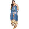 imageOussum Long Caftan for Women Plus Size Beach Cover Up Casual Kaftan Maxi Gown Dress Loungewear House Dresses for SummerBlue Lady Tribal