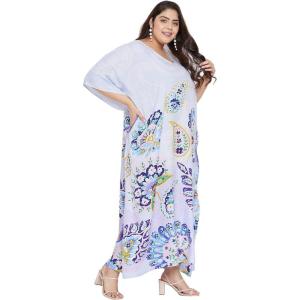 imageOussum Long Caftan for Women Plus Size Beach Cover Up Casual Kaftan Maxi Gown Dress Loungewear House Dresses for SummerBlue