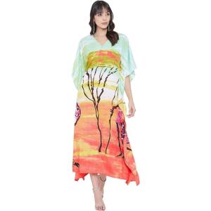imageOussum Long Caftan for Women Plus Size Beach Cover Up Casual Kaftan Maxi Gown Dress Loungewear House Dresses for SummerMulticolor One Size Kaftan