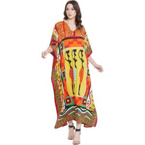 imageOussum Long Caftan for Women Plus Size Beach Cover Up Casual Kaftan Maxi Gown Dress Loungewear House Dresses for SummerMulticolour One Size Caftan