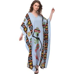 imageOussum Long Caftan for Women Plus Size Beach Cover Up Casual Kaftan Maxi Gown Dress Loungewear House Dresses for SummerSilver Blue