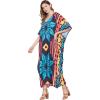 imageGoood Times Kaftan Dress Plus Size Polyester Long Maxi Beach Cover Ups Caftan Loungewear House Dresses for WomenMulticolor Abstract Print Caftan