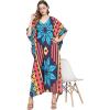 imageGoood Times Kaftan Dress Plus Size Polyester Long Maxi Beach Cover Ups Caftan Loungewear House Dresses for WomenMulticolor Abstract Print Caftan