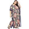 imageGoood Times Kaftan Dress Plus Size Polyester Long Maxi Beach Cover Ups Caftan Loungewear House Dresses for WomenNavy Blue Floral