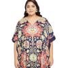 imageGoood Times Kaftan Dress Plus Size Polyester Long Maxi Beach Cover Ups Caftan Loungewear House Dresses for WomenNavy Blue Floral