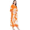 imageGoood Times Kaftan Dress Plus Size Polyester Long Maxi Beach Cover Ups Caftan Loungewear House Dresses for WomenOrange Kaftan Dress