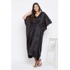 imageOussum Women Plus Size Kaftan Satin Maxi Dress Long Caftan Casual Cover Ups Sateen Nightdress Nighty for SummerBlack Solid Kaftan