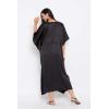 imageOussum Women Plus Size Kaftan Satin Maxi Dress Long Caftan Casual Cover Ups Sateen Nightdress Nighty for SummerBlack Solid Kaftan