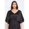 imageOussum Women Plus Size Kaftan Satin Maxi Dress Long Caftan Casual Cover Ups Sateen Nightdress Nighty for SummerBlack Solid Kaftan