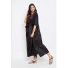 imageOussum Women Plus Size Kaftan Satin Maxi Dress Long Caftan Casual Cover Ups Sateen Nightdress Nighty for SummerBlack Solid Kaftan