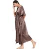 imageOussum Women Plus Size Kaftan Satin Maxi Dress Long Caftan Casual Cover Ups Sateen Nightdress Nighty for SummerBrunette Brown
