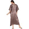 imageOussum Women Plus Size Kaftan Satin Maxi Dress Long Caftan Casual Cover Ups Sateen Nightdress Nighty for SummerBrunette Brown