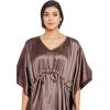 imageOussum Women Plus Size Kaftan Satin Maxi Dress Long Caftan Casual Cover Ups Sateen Nightdress Nighty for SummerBrunette Brown