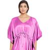 imageOussum Women Plus Size Kaftan Satin Maxi Dress Long Caftan Casual Cover Ups Sateen Nightdress Nighty for SummerCamellia Rose