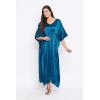 imageOussum Women Plus Size Kaftan Satin Maxi Dress Long Caftan Casual Cover Ups Sateen Nightdress Nighty for SummerCorsair Blue Solid Kaftan