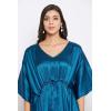 imageOussum Women Plus Size Kaftan Satin Maxi Dress Long Caftan Casual Cover Ups Sateen Nightdress Nighty for SummerCorsair Blue Solid Kaftan