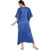 imageOussum Women Plus Size Kaftan Satin Maxi Dress Long Caftan Casual Cover Ups Sateen Nightdress Nighty for SummerNavy Blue