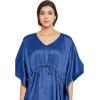 imageOussum Women Plus Size Kaftan Satin Maxi Dress Long Caftan Casual Cover Ups Sateen Nightdress Nighty for SummerNavy Blue