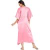 imageOussum Women Plus Size Kaftan Satin Maxi Dress Long Caftan Casual Cover Ups Sateen Nightdress Nighty for SummerPink Lemonade