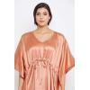 imageOussum Women Plus Size Kaftan Satin Maxi Dress Long Caftan Casual Cover Ups Sateen Nightdress Nighty for SummerTerracotta Solid Kaftan