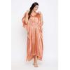 imageOussum Women Plus Size Kaftan Satin Maxi Dress Long Caftan Casual Cover Ups Sateen Nightdress Nighty for SummerTerracotta Solid Kaftan