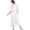 imageOussum Women Plus Size Kaftan Satin Maxi Dress Long Caftan Casual Cover Ups Sateen Nightdress Nighty for SummerWhite