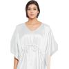 imageOussum Women Plus Size Kaftan Satin Maxi Dress Long Caftan Casual Cover Ups Sateen Nightdress Nighty for SummerWhite