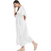 imageOussum Women Plus Size Kaftan Satin Maxi Dress Long Caftan Casual Cover Ups Sateen Nightdress Nighty for SummerWhite