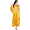 imageOussum Women Plus Size Kaftan Satin Maxi Dress Long Caftan Casual Cover Ups Sateen Nightdress Nighty for SummerYellow