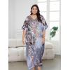 imageOussum Women Silky Satin Long Kaftan Plus Size Beach Soft Caftan Dresses Sateen Swimsuit Cover Ups Maxi Gown DressGray Feather Kaftan
