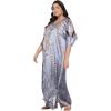 imageOussum Women Silky Satin Long Kaftan Plus Size Beach Soft Caftan Dresses Sateen Swimsuit Cover Ups Maxi Gown DressGray Feather Kaftan