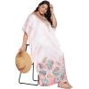 imageOussum Women Silky Satin Long Kaftan Plus Size Beach Soft Caftan Dresses Sateen Swimsuit Cover Ups Maxi Gown DressPeach Floralpaisley Kaftan
