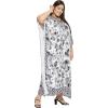imageOussum Women Silky Satin Long Kaftan Plus Size Beach Soft Caftan Dresses Sateen Swimsuit Cover Ups Maxi Gown DressWhite Digital Kaftan