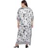 imageOussum Women Silky Satin Long Kaftan Plus Size Beach Soft Caftan Dresses Sateen Swimsuit Cover Ups Maxi Gown DressWhite Digital Kaftan